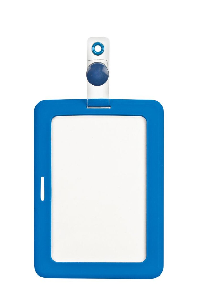 MyID Cardholder, Rubberized Blue, 4" x 2.5", Clear Window, 1 count